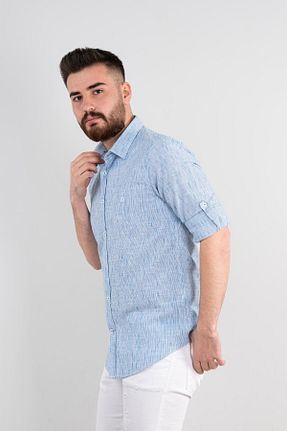 پیراهن آبی مردانه اسلیم فیت AKÇAYLAR - کد 89908113