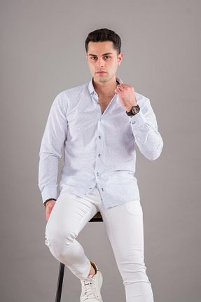 پیراهن سفید مردانه اسلیم فیت BİCAN - کد 303416075