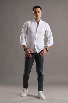 پیراهن سفید مردانه اسلیم فیت ModTime - کد 701937468