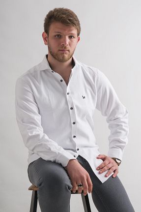 پیراهن سفید مردانه اسلیم فیت Dorss - کد 772264776