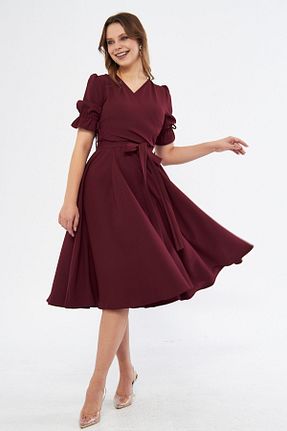لباس مجلسی و فارغ التحصیلی زرشکی زنانه بافتنی Bidoluelbise - کد 796622048