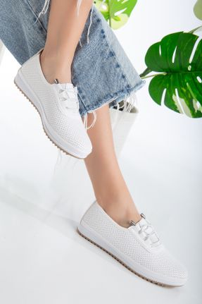 کفش کژوال سفید زنانه چرم مصنوعی پاشنه کوتاه ( 4 - 1 cm ) پاشنه ساده کد 796433971
