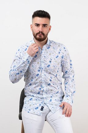 پیراهن آبی مردانه اسلیم فیت Dorss - کد 93905412