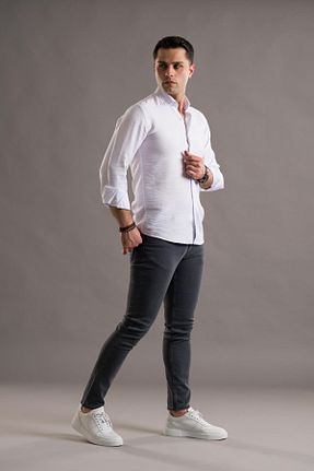 پیراهن سفید مردانه اسلیم فیت ModTime - کد 701937468