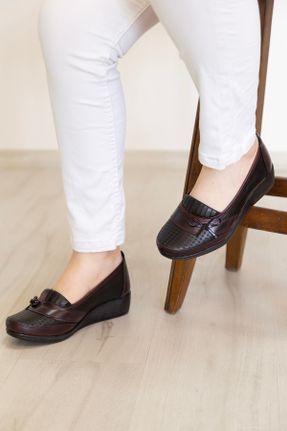 کفش کلاسیک زرشکی زنانه چرم مصنوعی پاشنه کوتاه ( 4 - 1 cm ) پاشنه ضخیم کد 796430648
