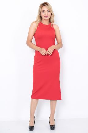 لباس قرمز زنانه بافت پلی استر اسلیم فیت کد 759717247