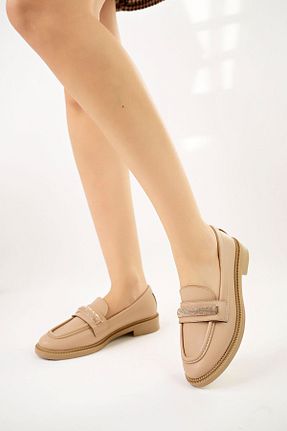 کفش پاشنه بلند پر بژ زنانه پاشنه متوسط (5-9 سانتی متر) NESKA - کد 796667947