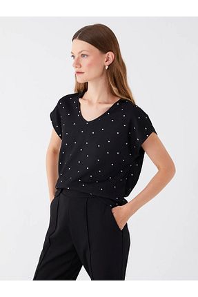 تیشرت مشکی زنانه Relaxed LC Waikiki - کد 796758463