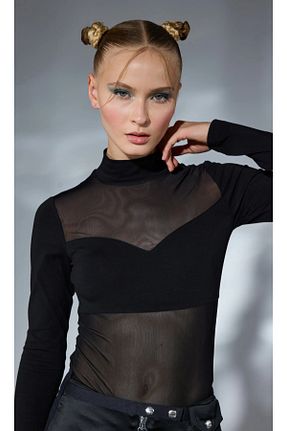 بادی مشکی زنانه یقه ایستاده MAXLEVEL MODA - کد 796300756