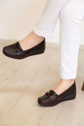 کفش کلاسیک زرشکی زنانه چرم مصنوعی پاشنه کوتاه ( 4 - 1 cm ) پاشنه ضخیم کد 796430648