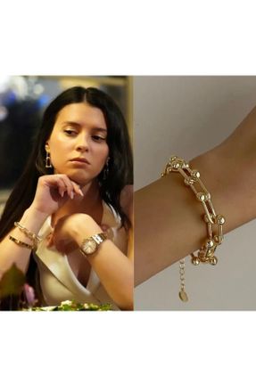 دستبند جواهر طلائی زنانه برنز کد 796491897