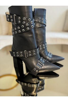 چکمه مشکی زنانه چرم مصنوعی YAHO SHOES - کد 796667400