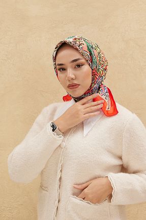روسری نارنجی پنبه ای Silk Home - کد 796666545