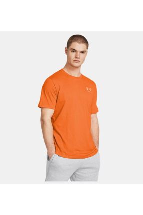 تی شرت نارنجی مردانه ریلکس پنبه - پلی استر کد 797258337