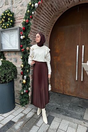 دامن قهوه ای زنانه پنبه پلی استر HAZA - کد 796823756