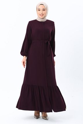 کلاه و ابایا بنفش زنانه بافتنی ASİLNUR - کد 797213354