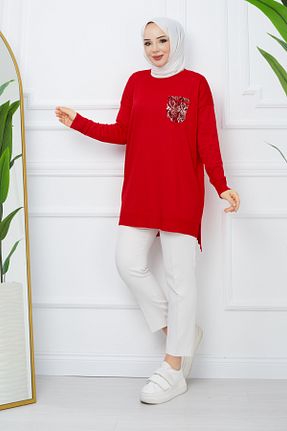 پلیور حجاب قرمز زنانه رگولار Pamuk Butik - کد 797270969