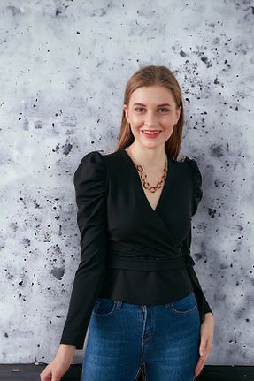 بلوز مشکی زنانه ساده HAKKE - کد 71659170
