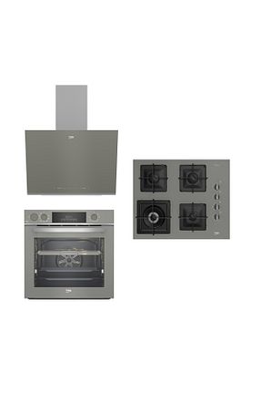 ست هود و اجاق گاز طوسی گارانتی نمایندگی رسمی Beko - کد 796986800