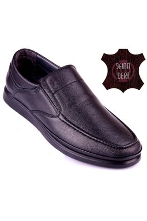 کفش کژوال مشکی مردانه چرم طبیعی پاشنه کوتاه ( 4 - 1 cm ) پاشنه ساده کد 748196766