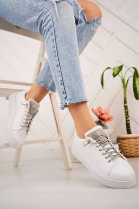 کفش کژوال سفید زنانه چرم مصنوعی پاشنه کوتاه ( 4 - 1 cm ) پاشنه ساده کد 797241099