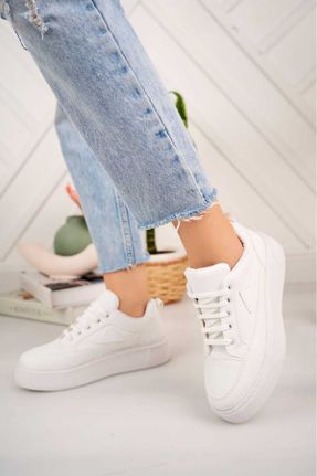 کفش کژوال سفید زنانه چرم مصنوعی پاشنه کوتاه ( 4 - 1 cm ) پاشنه ساده کد 797200178