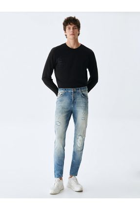 شلوار جین آبی مردانه پاچه تنگ بلند کد 797202751