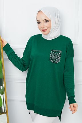 پلیور حجاب سبز زنانه رگولار Pamuk Butik - کد 797271000