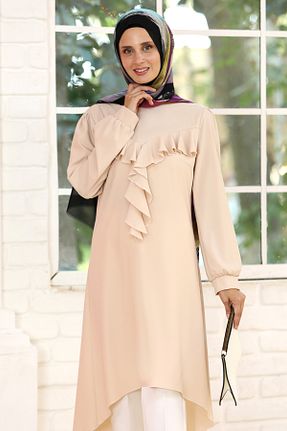 تونیک حجاب بژ زنانه بافتنی Esra Shop - کد 797342954
