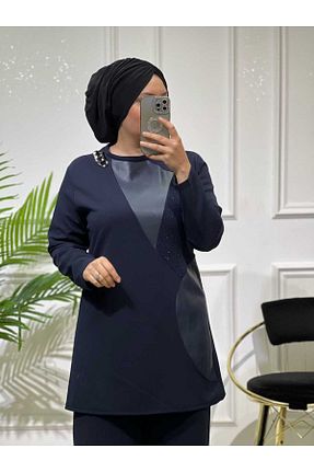 ست بالاتنه و پائین تنه حجاب سرمه ای زنانه سایز بزرگ masalabiyem - کد 797483038