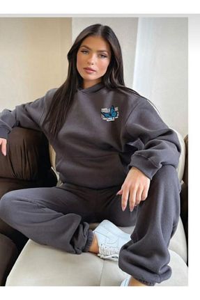 ست بالاتنه و پائین تنه طوسی زنانه بافت NO 601 - کد 797529978
