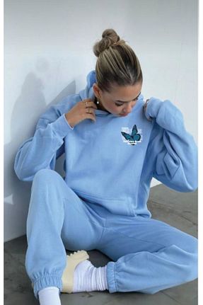 ست بالاتنه و پائین تنه آبی زنانه بافت NO 601 - کد 797529969