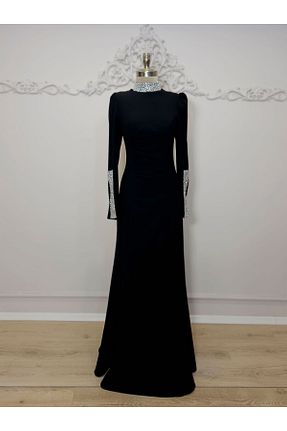 لباس مجلسی و فارغ التحصیلی مشکی زنانه کرپ Genel Markalar - کد 797586222
