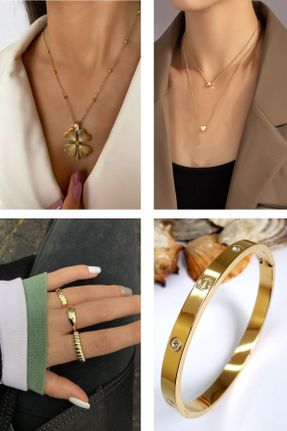 گردنبند جواهر طلائی زنانه برنز کد 797688329