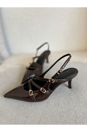 صندل قهوه ای زنانه پاشنه نازک YAHO SHOES - کد 797879086