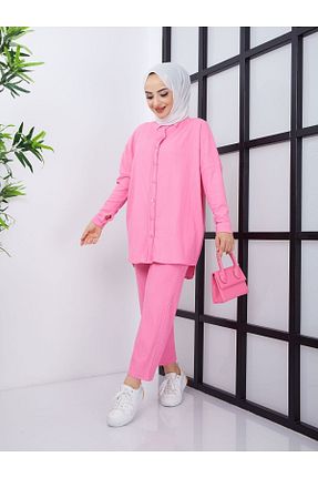 ست بالاتنه و پائین تنه صورتی زنانه بافتنی zinnureyn - کد 364240438