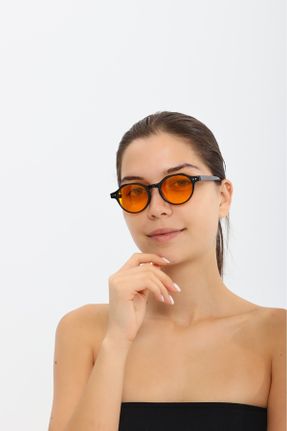 عینک آفتابی نارنجی زنانه 46 UV400 استخوان مات گربه ای کد 761797177