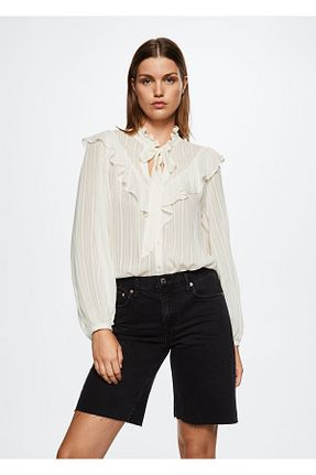 بلوز سفید زنانه رگولار MANGO - کد 781342030