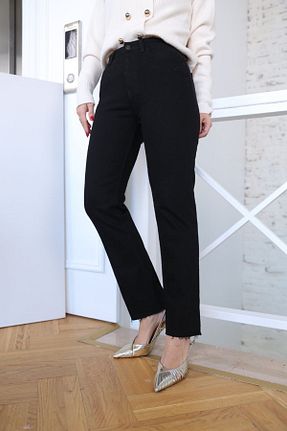 شلوار جین مشکی زنانه پاچه ساده Aida Fashion - کد 797710027