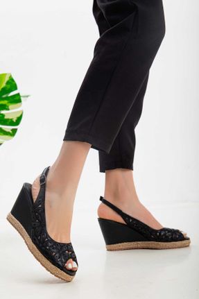 کفش پاشنه بلند پر مشکی زنانه پاشنه متوسط ( 5 - 9 cm ) چرم مصنوعی پاشنه پر کد 797300528