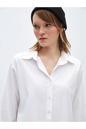 پیراهن سفید زنانه اورسایز LC Waikiki - کد 797327501