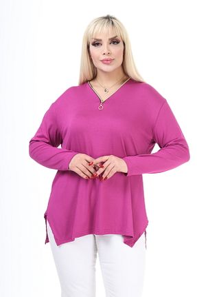 بلوز سایز بزرگ بنفش زنانه سایز بزرگ garajmood - کد 797421663
