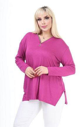 بلوز سایز بزرگ بنفش زنانه سایز بزرگ garajmood - کد 797421663