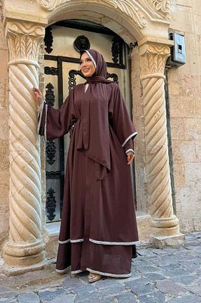 کلاه و ابایا قهوه ای زنانه بافتنی Bym Fashion - کد 797648854
