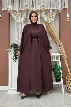 ست بالاتنه و پائین تنه حجاب قهوه ای زنانه رگولار Bym Fashion - کد 797649661