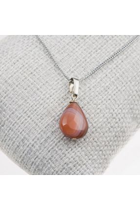 گردنبند جواهر قهوه ای زنانه سنگ طبیعی Taşta Moda - کد 797788626