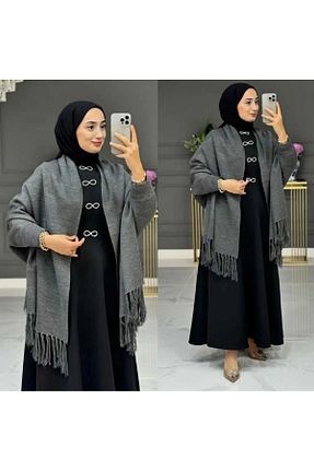 پانچو حجاب طوسی زنانه تریکو FATELLA - کد 797876181