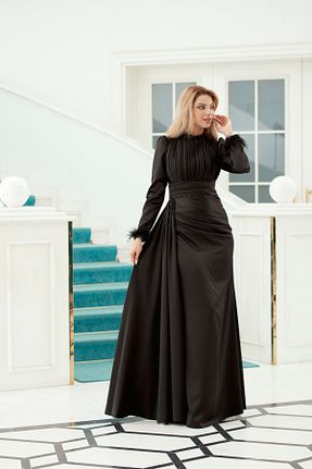 لباس مجلسی حجاب مشکی زنانه یقه ایستاده Dress Life - کد 797911732