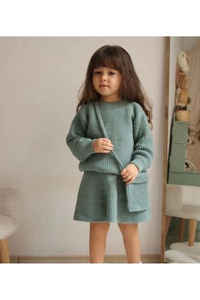 ست بالاتنه و پائین تنه سبز بچه گانه بافت SANTRALBEBE - کد 797911622