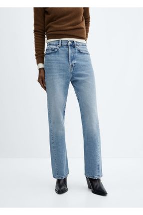 شلوار جین آبی زنانه پاچه رگولار ساده استاندارد کد 761400356